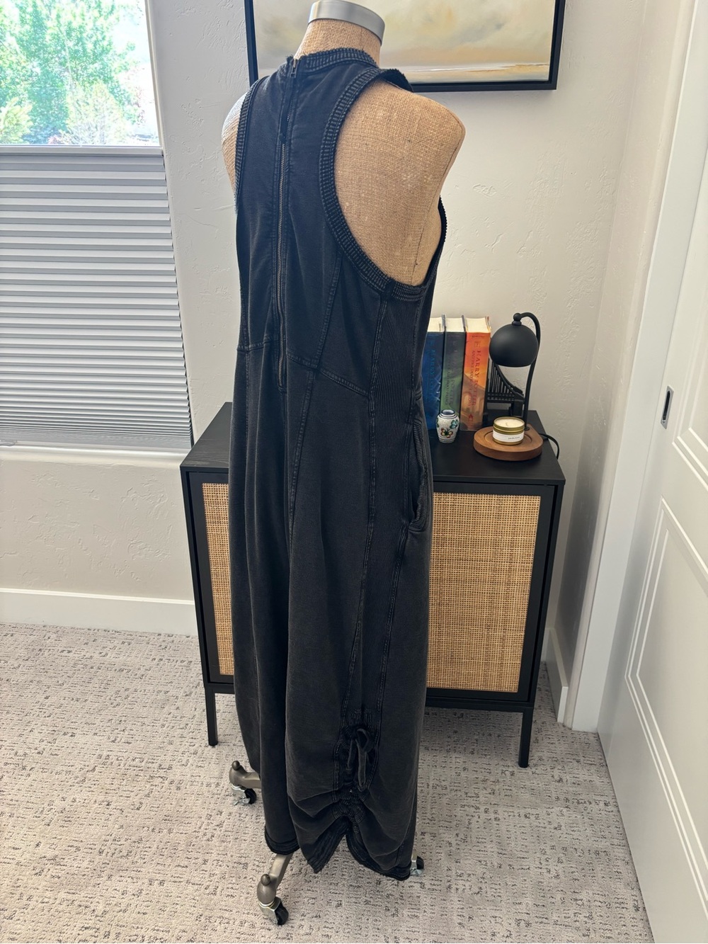 Anthropology Washed Cotton Black Sleeveless Jumper with adjustable leg length - Picture 8 of 11